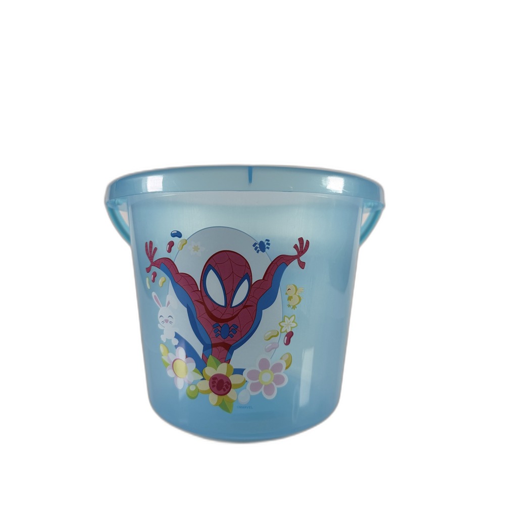 Marvel Spider-Man Easter Basket Bucket Blue‎ Plastic Pail Bunny Flowers Graphic